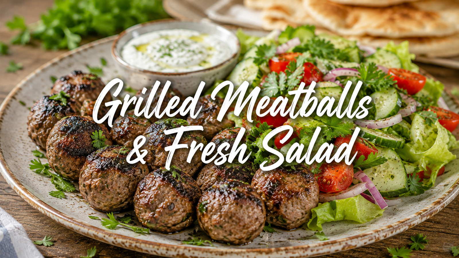 grilled-meatballs-fresh-salad